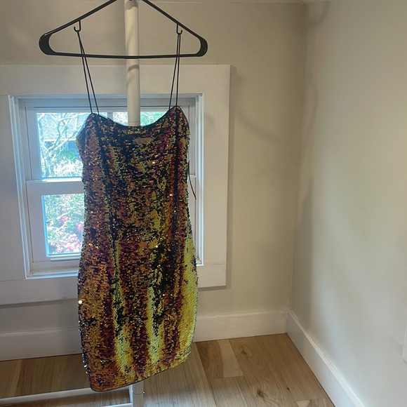 NWT - Aidan Mattox Multi Color Sequence Dress, Size 2 - Picture 1 of 6